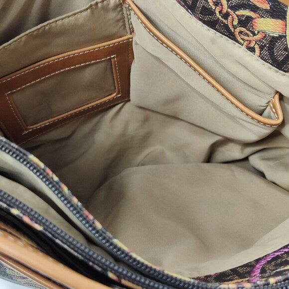 Giani Bernini Purse Handbag Shoulder Bag Faux Leather Brown Tassel/Belt Print - Picture 7 of 12